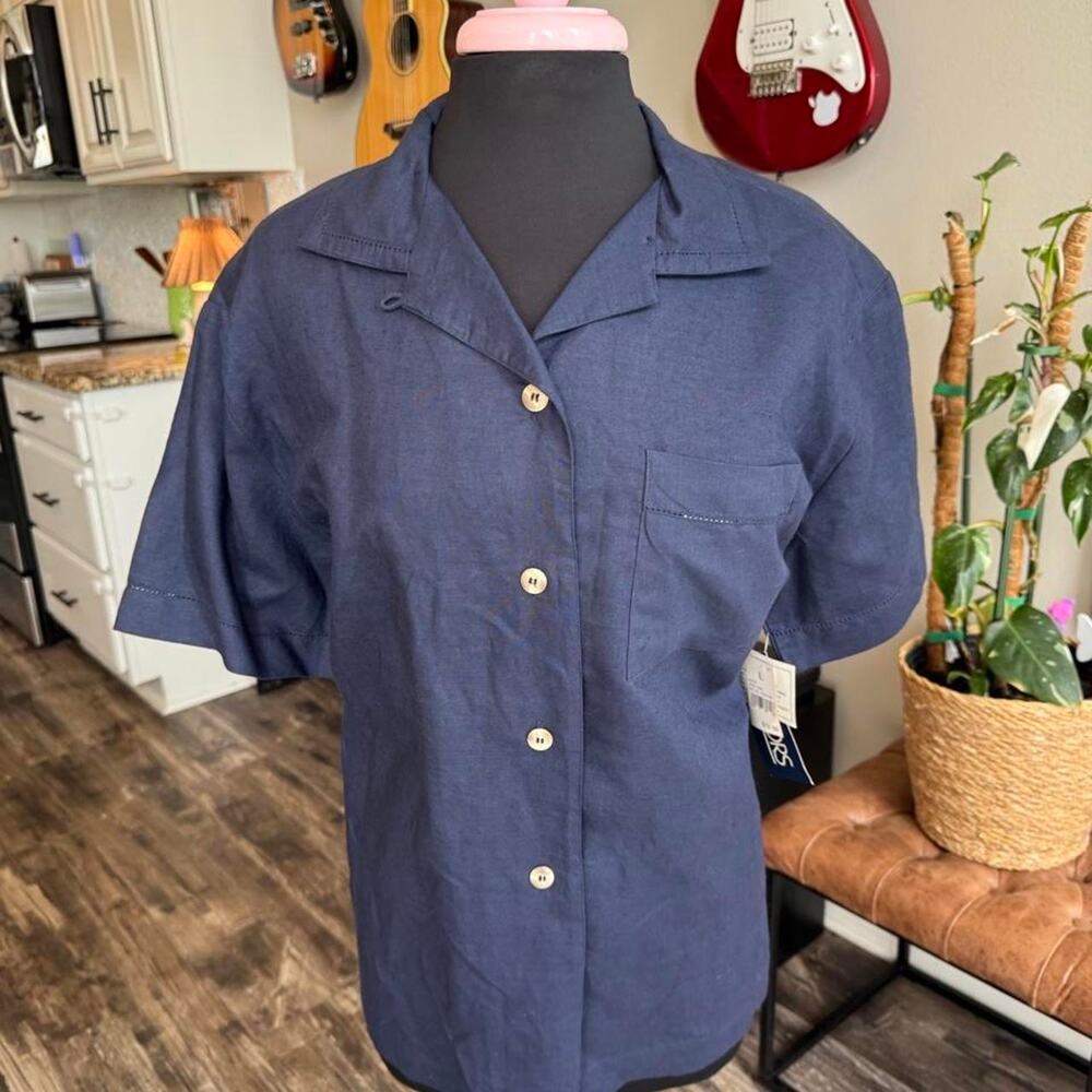 Vintage 90s Honors Linen Blend Camp Shirt